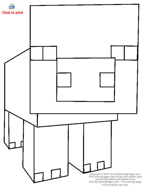 pig  minecraft coloring page coloring kids coloring kids