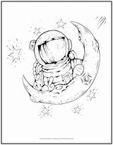 Astronaut Coloring Moon Stars Thematic Classroom Unit Use sketch template