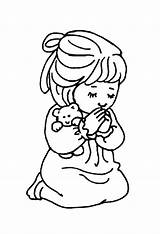 Praying Girl Coloring Little Pages Children Child Bible Drawing Clipart Christian Kids Young Prayer Printable Sheets Preschool School Sunday Clip sketch template