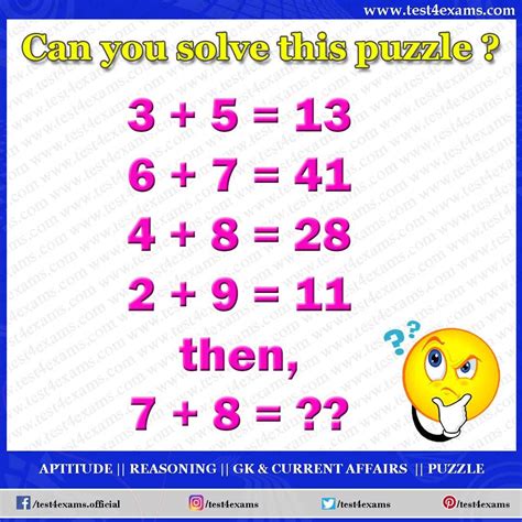 logic math puzzle question  answer brain teaser test  exams