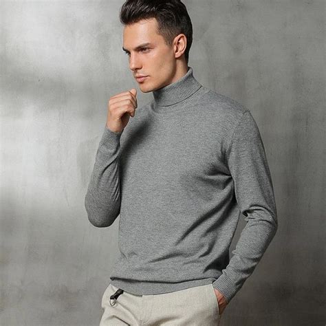 fashion men sweater high neck cashmere loose solid color casual sweater cashmere sweater