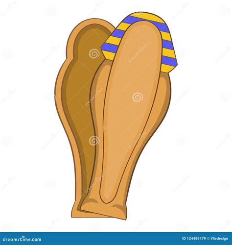 pharaoh sarcophagus icon cartoon style stock illustration