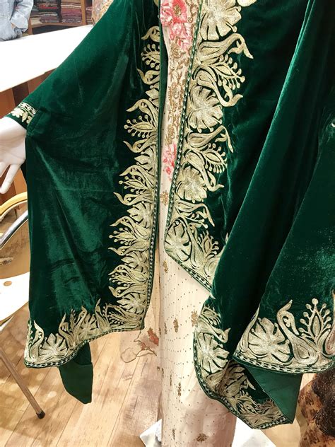 green velvet cape royal kashmir orni shawl green velvet embroidered