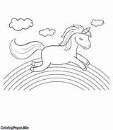 Unicorn Coloring Pages Rainbow Running Color Over Print Kids Unicorns Online Drawing Close Coloringpages Site sketch template