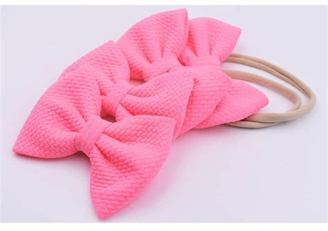 neon pink fabric hair bow bright hot pink hair bows preppy etsy