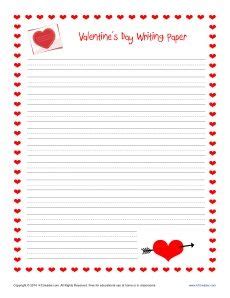 valentines day writing paper  kids writing paper  printable
