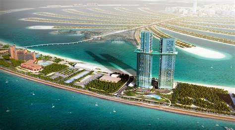 nakheel unveils twin towers  palm jumeirah crescent construction
