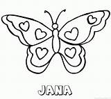 Kleurplaten Jana Naam Kleurplaat Vlinder Mariposas Mariposa Papillons Hartjes Corazones Pyjama Borboleta Papillon sketch template