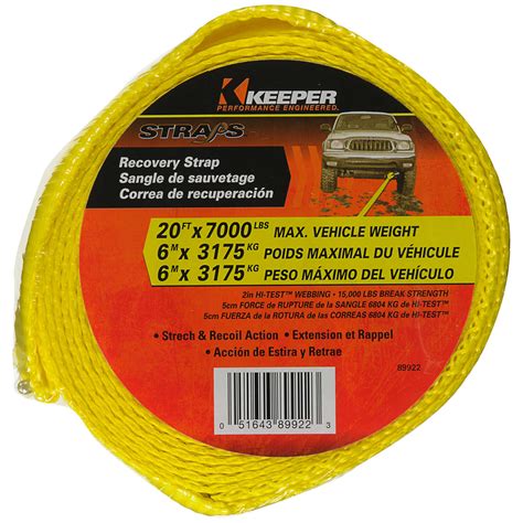 keeper 2 in w x 20 ft l yellow vehicle recovery strap 7000 lb 1 pk