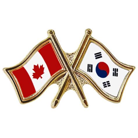 canada south korea crossed pin crossed flag pin friendship pin