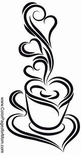 Coffee Coloring Pages Printable Stencils Cup Stencil Wood Burning Mug Patterns Color Silhouette Pattern Crafts Templates Book Use Designs Adult sketch template