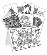 Christmas Cards Coloring Printable Color Card Diy Set Etsy Choose Board Print Fold sketch template