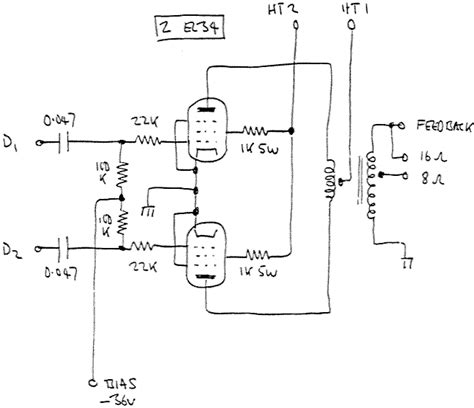 simple tube amplifier circuit  el schematic power amplifier  layout