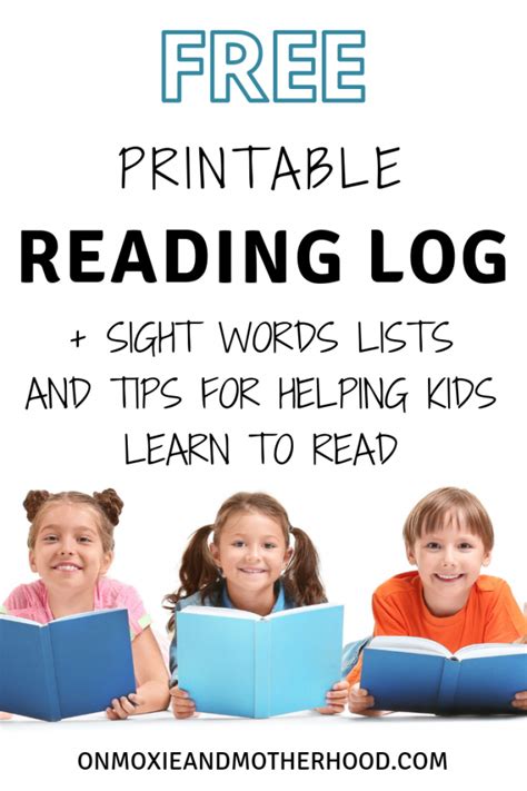 printable reading log sight words lists  learn  read tips