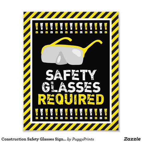 Construction Safety Glasses Sign • 8 X 10 Print