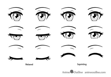 How To Draw Closed Closing And Squinted Anime Eyes Animeoutline How