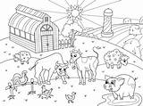 Fazenda Landscape Vettore Animali Paesaggio Allevamento Erwachsene Ländlicher Vieh Coloritura Rurale Adulti Illustrationen Illustrazioni sketch template