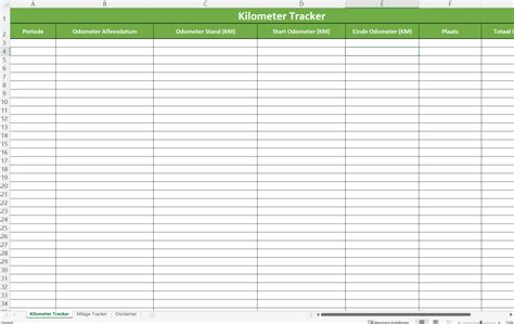 kilometerregistratie template templates  allbusinesstemplatescom