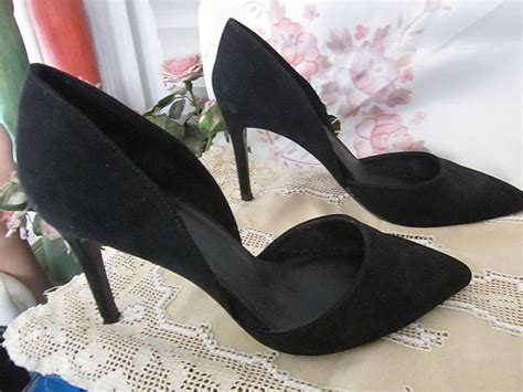 bershka fabulous black genuine suede leather high heels etsy