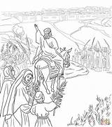 Jerusalem Triumphal Colorare Gerusalemme Donkey Bible Einzug Ausmalbild Enters Sheets Disegno Ingresso Trionfale Triunfal Jerusalén Supercoloring sketch template