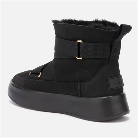 ugg leather classic boom buckle sheepskin boots  black lyst