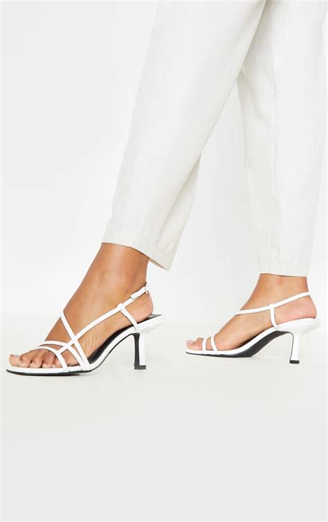 White Low Heel Strappy Sandal Shoes Prettylittlething Uae