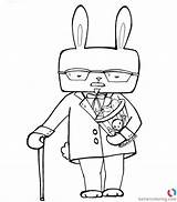 Hipster Pages Coloring Bunny Man Old Kids Printable sketch template