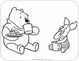Piglet Pooh Coloring Winnie Pages Disneyclips Snacking sketch template