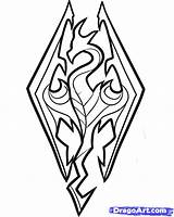 Skyrim Logo Drawing Draw Tattoo Game Clipart Dragon Step Drawings Gucci Simple Outline Logos Scrolls Elder Cool Coloring Easy Dragoart sketch template