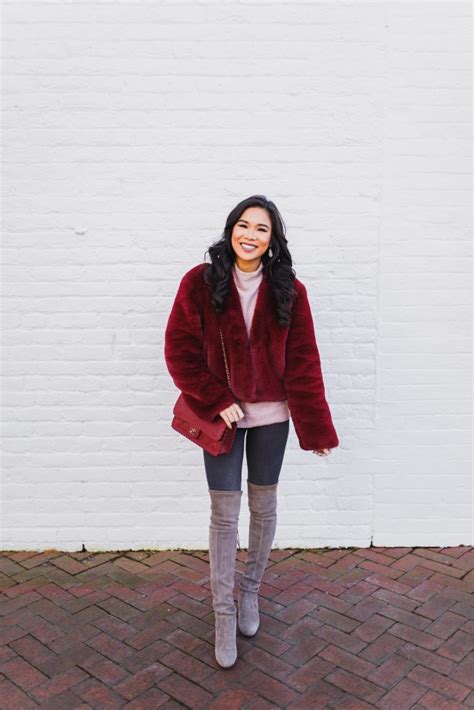 valentine s day vibes styling a red faux fur jacket