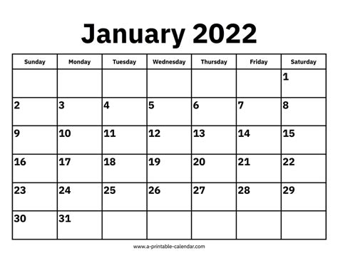 january  calendar