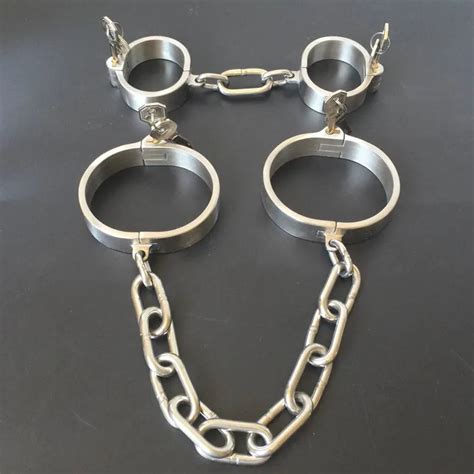 Stainless Steel Handcuffs Ankle Cuff Oval Type Bondage Lock Bdsm Fetish