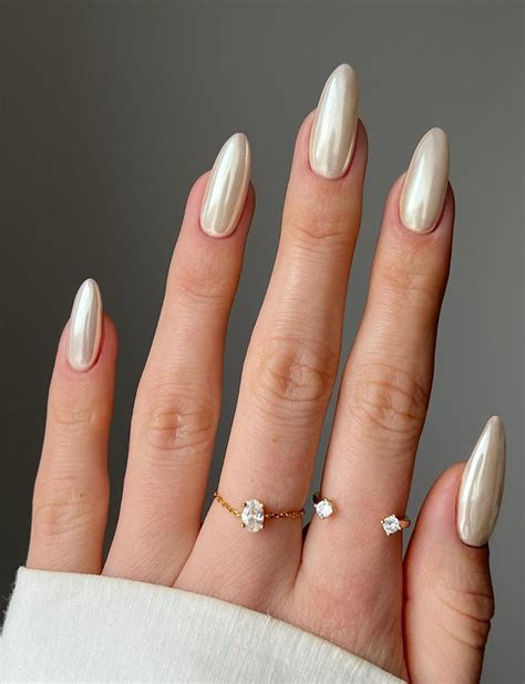 vanilla chrome nails   sweetest spring manicure trend fashion