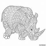 Rhino Zentangle sketch template