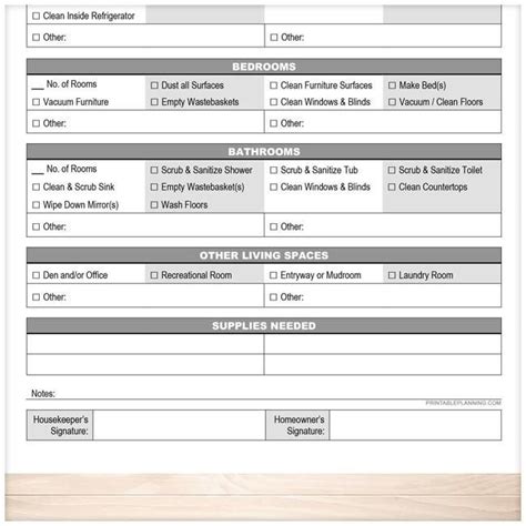 housekeeping log detailed cleaning service tracking printable