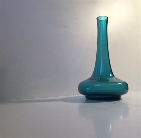 Vintage Turquoise Glass Vase By Per Lütken For Holmegaard 1970s For