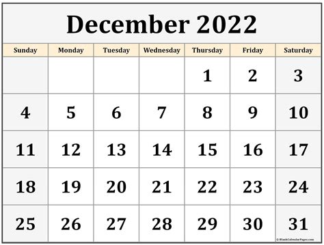 december  printable calendar  printable calendar monthly