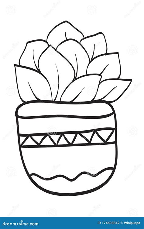 coloring plant  pot stock vector illustration  artwork