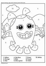 Color Number Worksheets Monster Kids Worksheet Kidloland Printables Printable Activity sketch template
