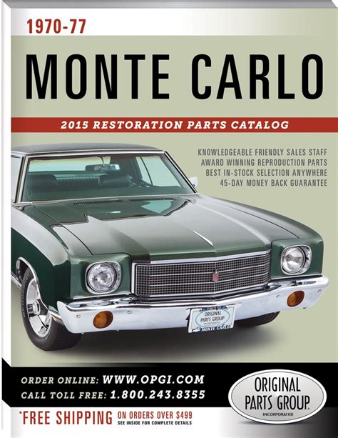 2015 edition 1970 77 monte carlo restoration parts catalog