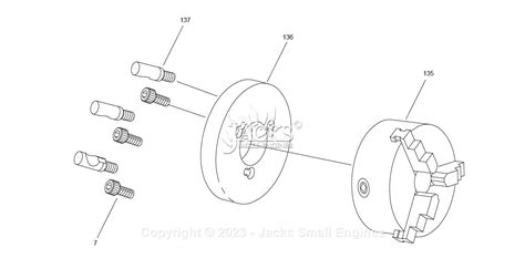 jet tools    lathe parts diagram  parts list  chuck assembly