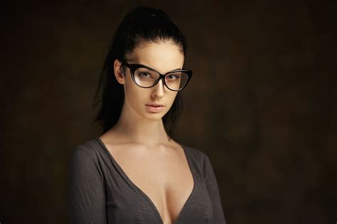 Alla Berger Women With Glasses Women Model Face Cleavage Looking At