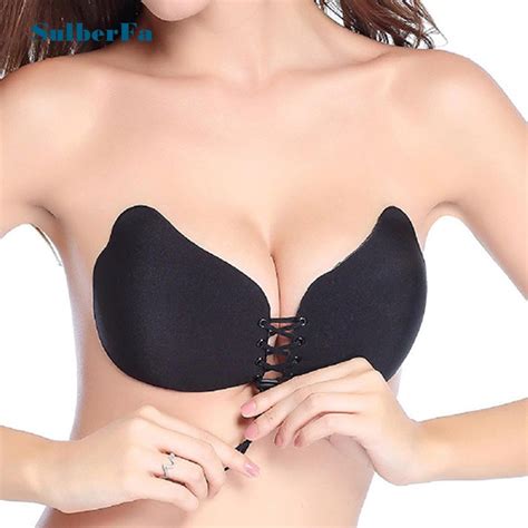 women sexy invisible adhesive gel strapless backless bra silicone bras