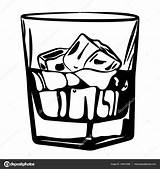 Whiskey Glass Ice Vector Drawing Illustration Stock Alcohol Depositphotos Cz Getdrawings Email sketch template