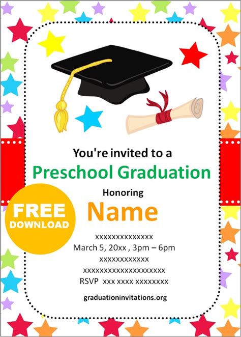 printable preschool graduation invitation templates
