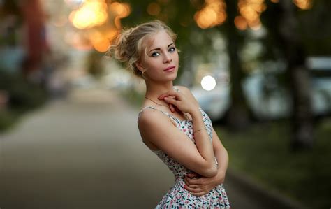 Wallpaper Face Women Model Blonde Depth Of Field Blue Eyes