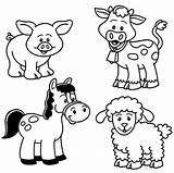 Coloring Farm Pages Baby Cute Animals Animal Kids sketch template