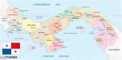 Ilustración De Mapa Administrativo Y Político De Panamá