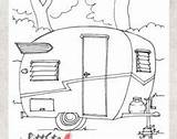 Camper Colouring Stickerei Caravan Wohnwagen sketch template