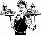Waitress Serveerster Cameriera Servitris Kellnerin Background Serveersters Stockillustration Vassoio Pngitem sketch template